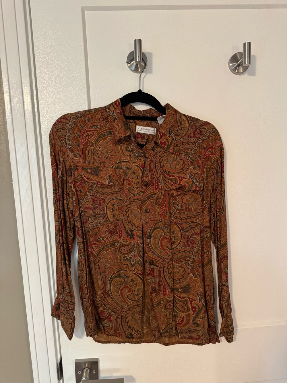 Liz Claiborne Paisley Button-Up Shirt in Brown